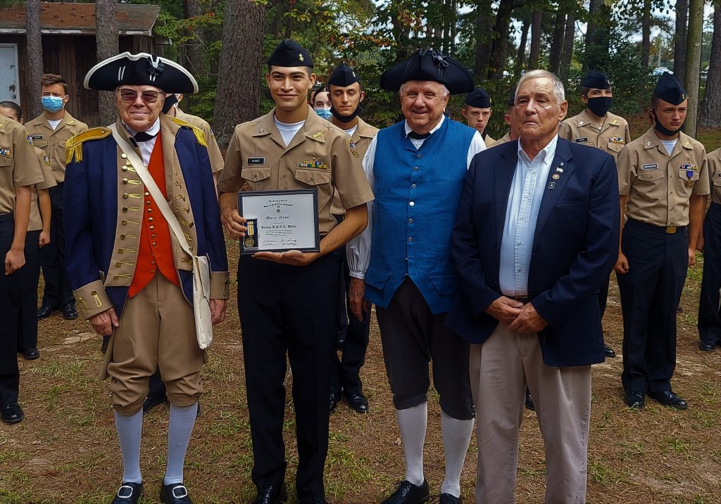Union Pines High School JROTC Cadet Marco Nunez awarded the 2021 SAR JROTC Outstanding Cadet Award