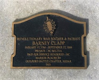 Barney Clapp – Revolutionary War Patriot Grave Marking