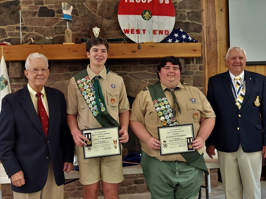 Sandhills Chapter Presents Two SAR Eagle Scout Awards